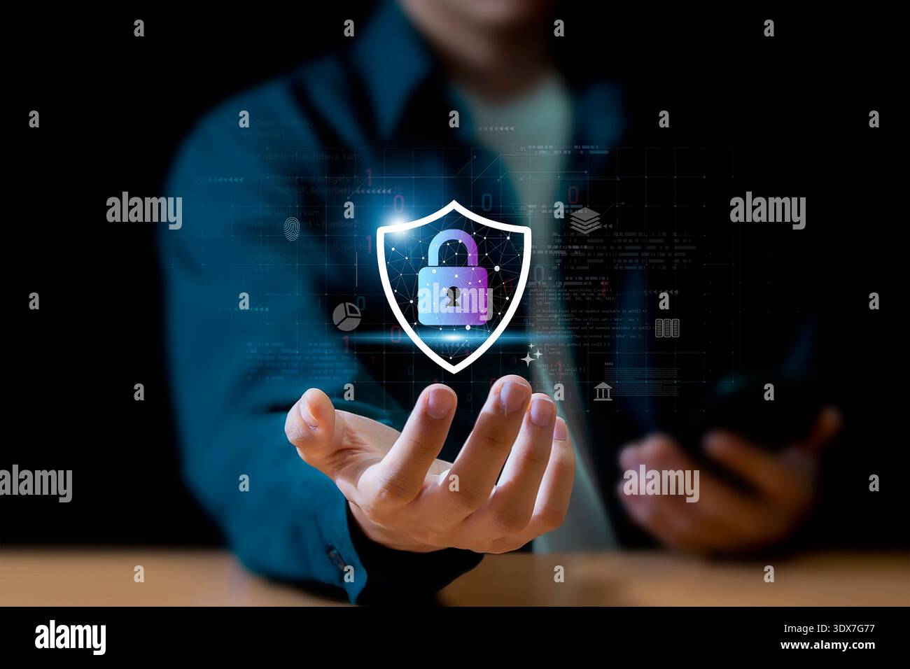 Concetti di cibersicurezza e privacy, protezione dei dati e crittografia di reti Internet sicure Foto Stock