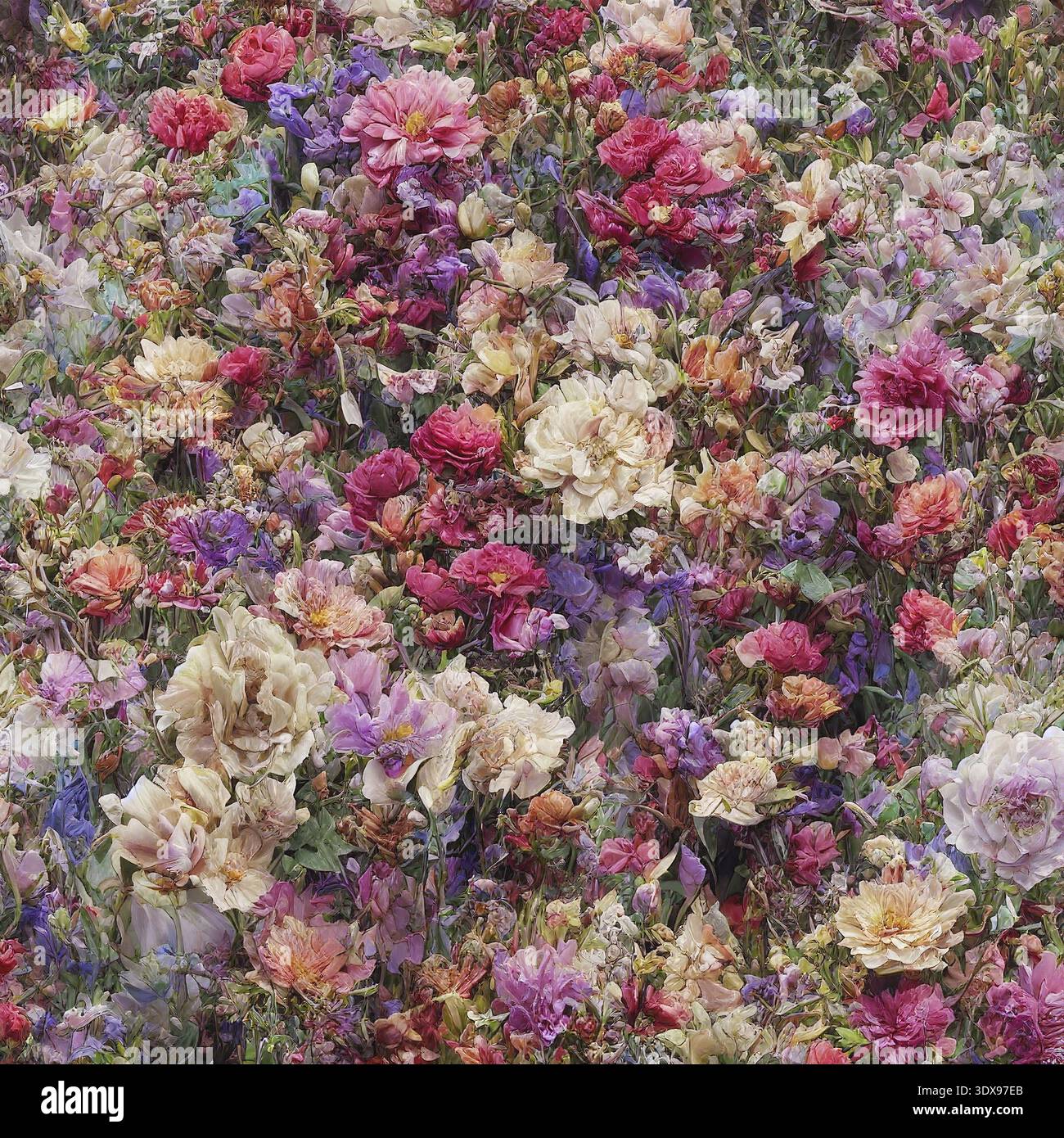 rendering 3d di una splendida illustrazione dello sfondo di fiori selvatici Foto Stock