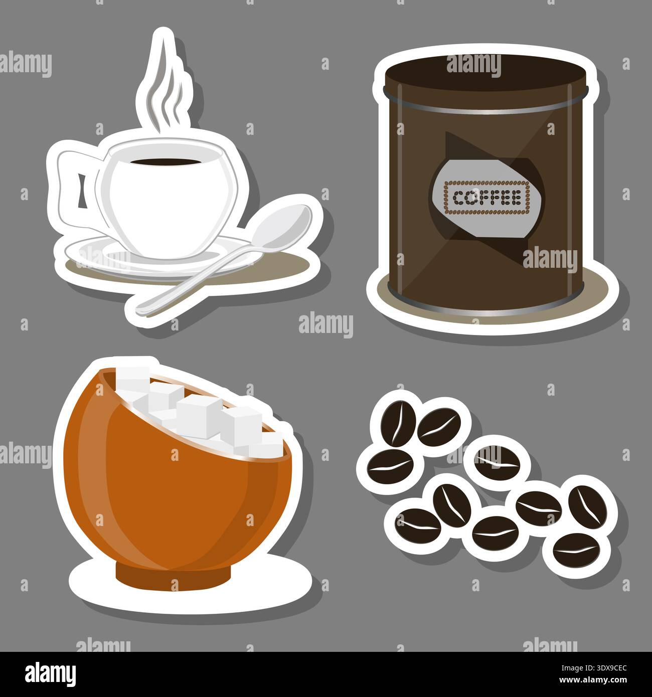 Illustrazione sul tema vari dolci gustosi caffè naturale Illustrazione Vettoriale