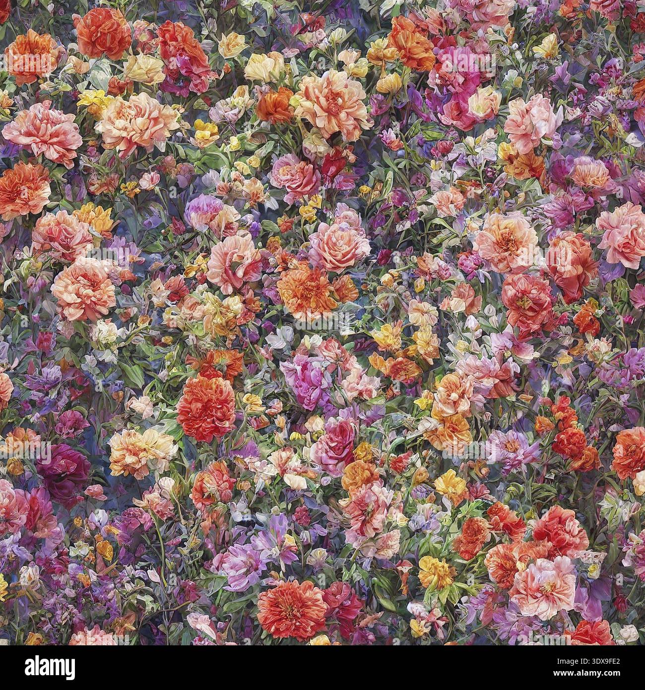 rendering 3d di una splendida illustrazione dello sfondo di fiori selvatici Foto Stock