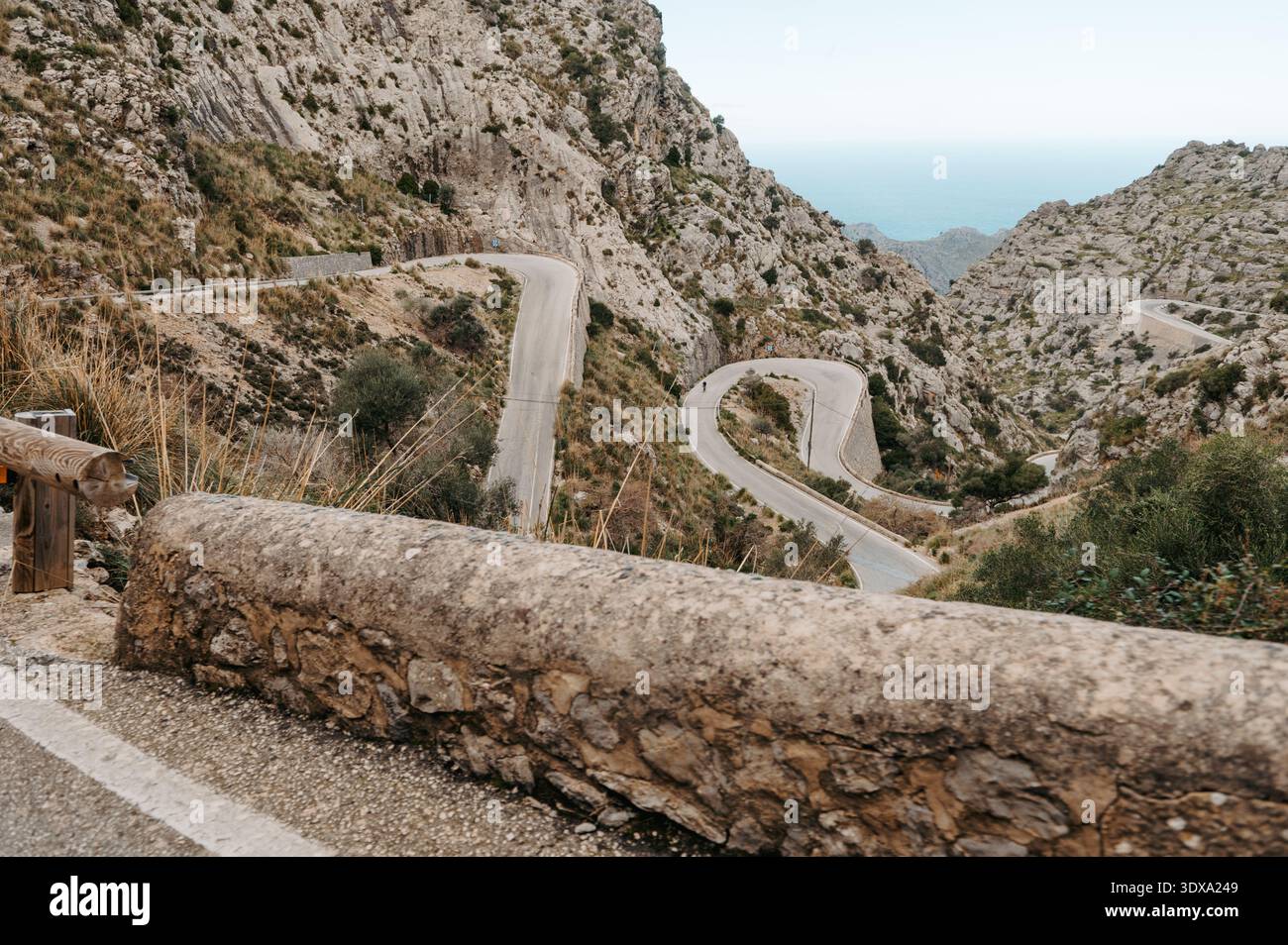 Tornante a spirale Nus de sa Corbata su sa Calobra Road, Maiorca Foto Stock