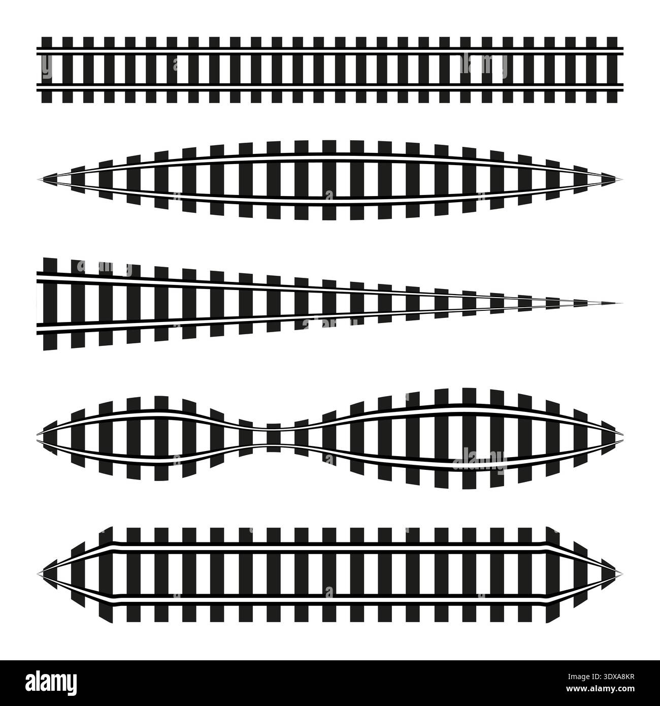 Pista ferroviaria. Percorso del treno vettoriale. Icona della linea di trasporto. Simbolo della strada industriale. EPS 10. Illustrazione Vettoriale