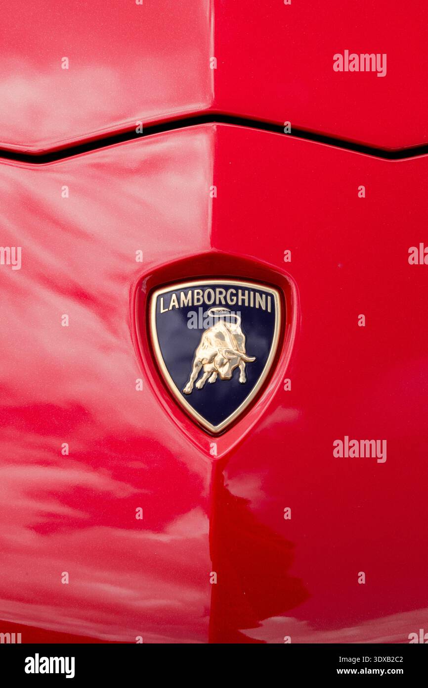 Badge Lamborghini, Stonor Car Show, Oxfordshire Foto Stock