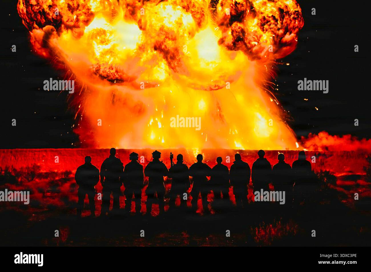 Explosive Ordnance Disposal Technicians with Explosive Ordnance Disposal Mobile Unit UNDICI (EODMU-11) posa per una foto di gruppo su Naval Air Weapons Station China Lake, 18 dicembre 2025. L'EODMU-11, un comando subordinato dell'Explosive Ordnance Disposal Group ONE (EODGRU-1), opera come parte della Navy Expeditionary Combat Force, fornendo forze marittime qualificate, capaci e schierabili EOD e Navy Diver in tutto il mondo per supportare una serie di operazioni. Solo per uso editoriale. Non per approvazione. Credito: US Navy / sottufficiale di seconda classe August Clawson. Foto Stock