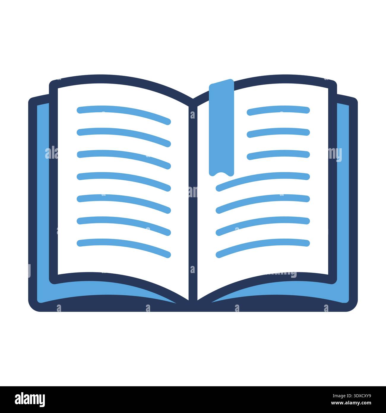 Apri libro con pagine ruotate e testo visualizzato Illustrazione Vettoriale