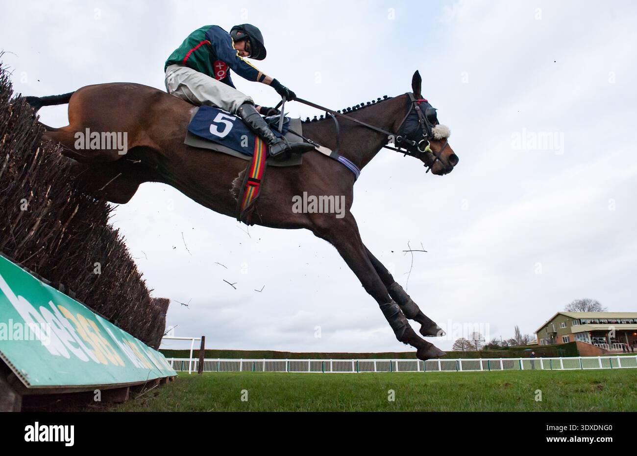 Zacony Rebel e James Best saltano una recinzione all'ippodromo di Hereford, domenica 22 febbraio 2026. Credit JTW Equine Images / Alamy Stock Photo Foto Stock