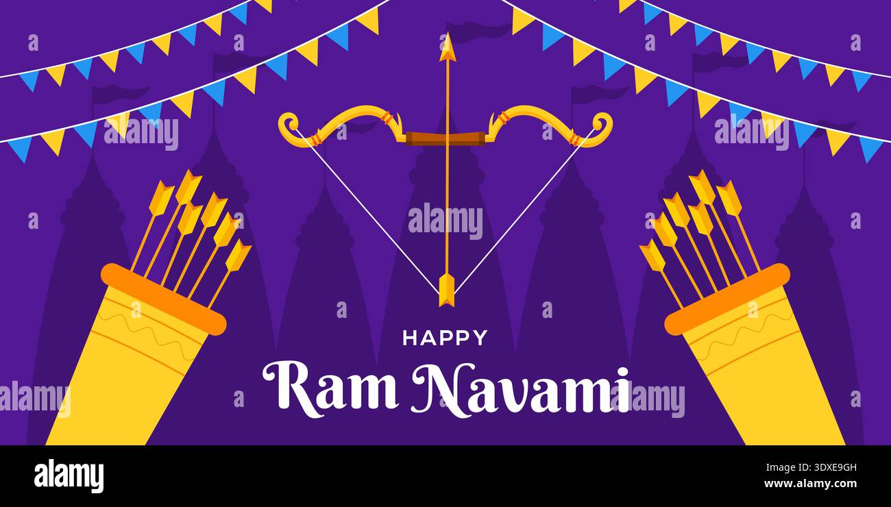 felice illustrazione di banner navami con design piatto Illustrazione Vettoriale