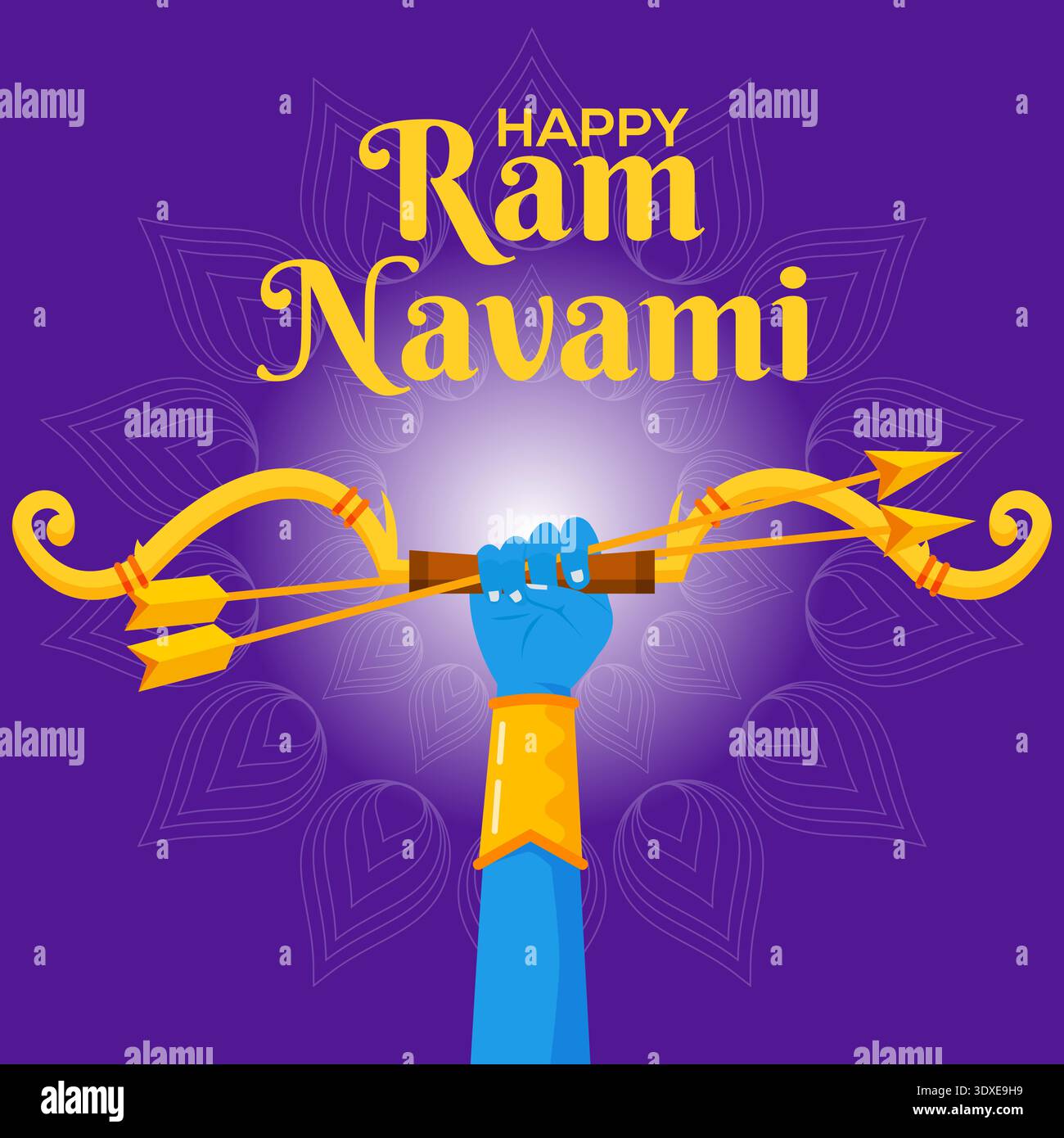 felice illustrazione di ram navami in stile piatto Illustrazione Vettoriale