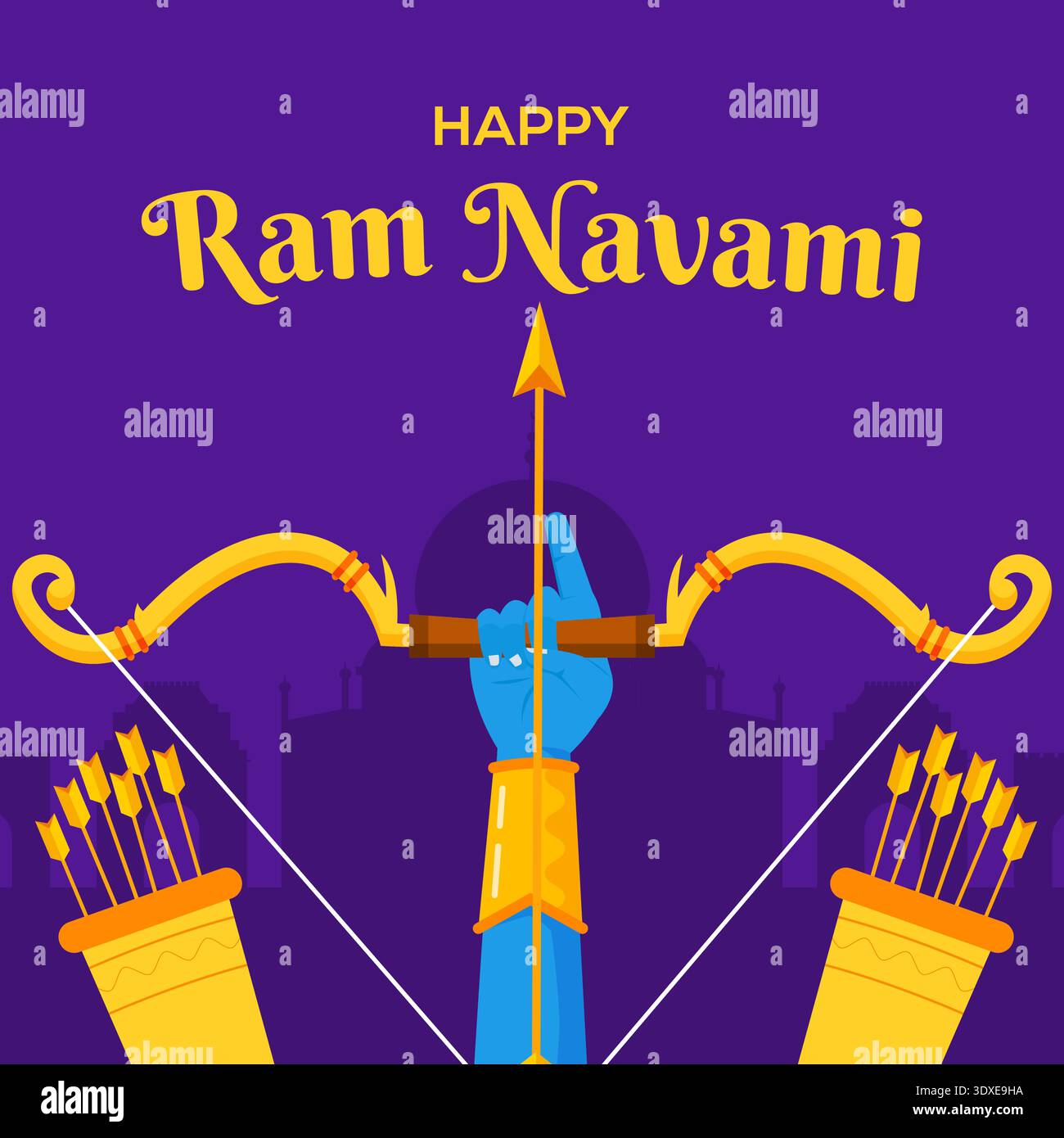 illustrazione per il festival happy ram navami in flat design Illustrazione Vettoriale