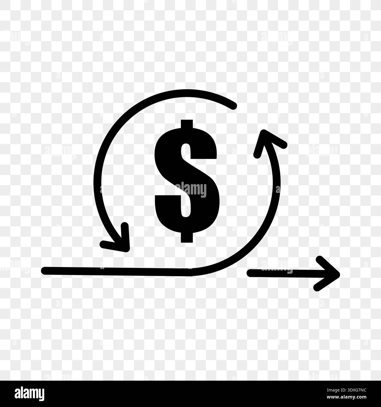 Ciclo dei ricavi finanziari. Vettore di profitto dell'investimento. Simbolo del progresso economico. Icona del flusso di valuta Illustrazione Vettoriale