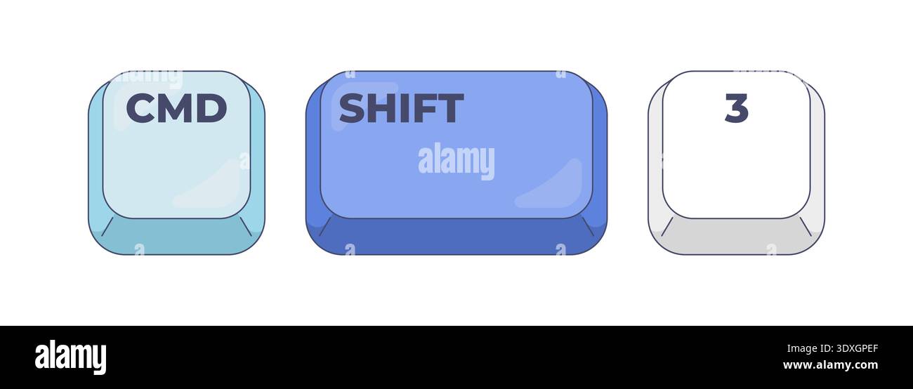 Tasto di scelta rapida del computer Command Shift 3 Illustrazione Vettoriale