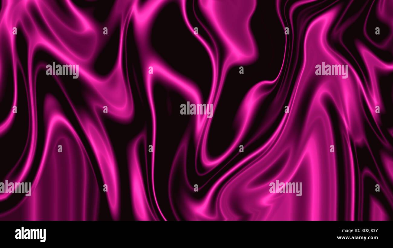 Liquido magenta neon sfondo astratto onde fluide lucide sul nero Foto Stock