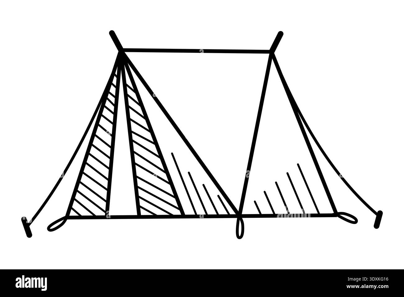 Tenda da da campeggio in un'area boscosa durante il giorno Illustrazione Vettoriale