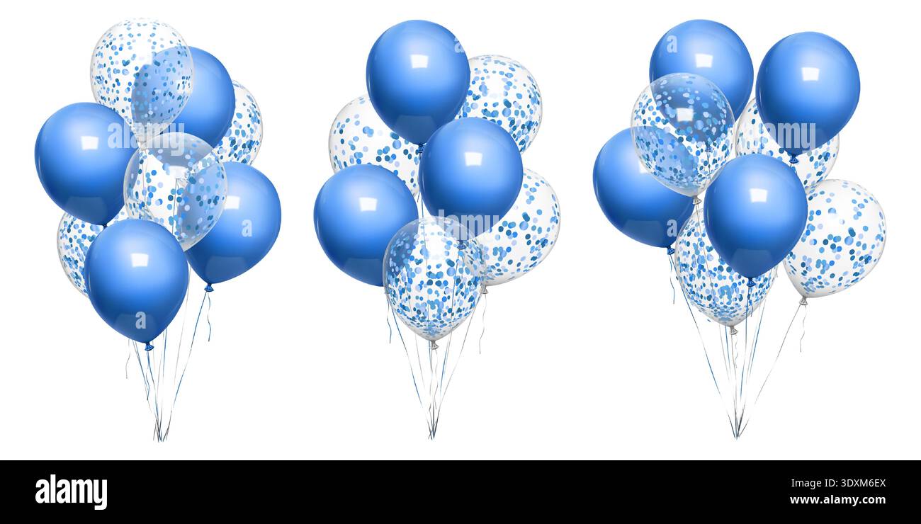 Avezano Sfondo Fotografico Blu E Argento Con Palloncini Per Compleanno E Laurea – 210x150 Cm, Tessuto Di Cotone Anti-piega, Riutilizzabile