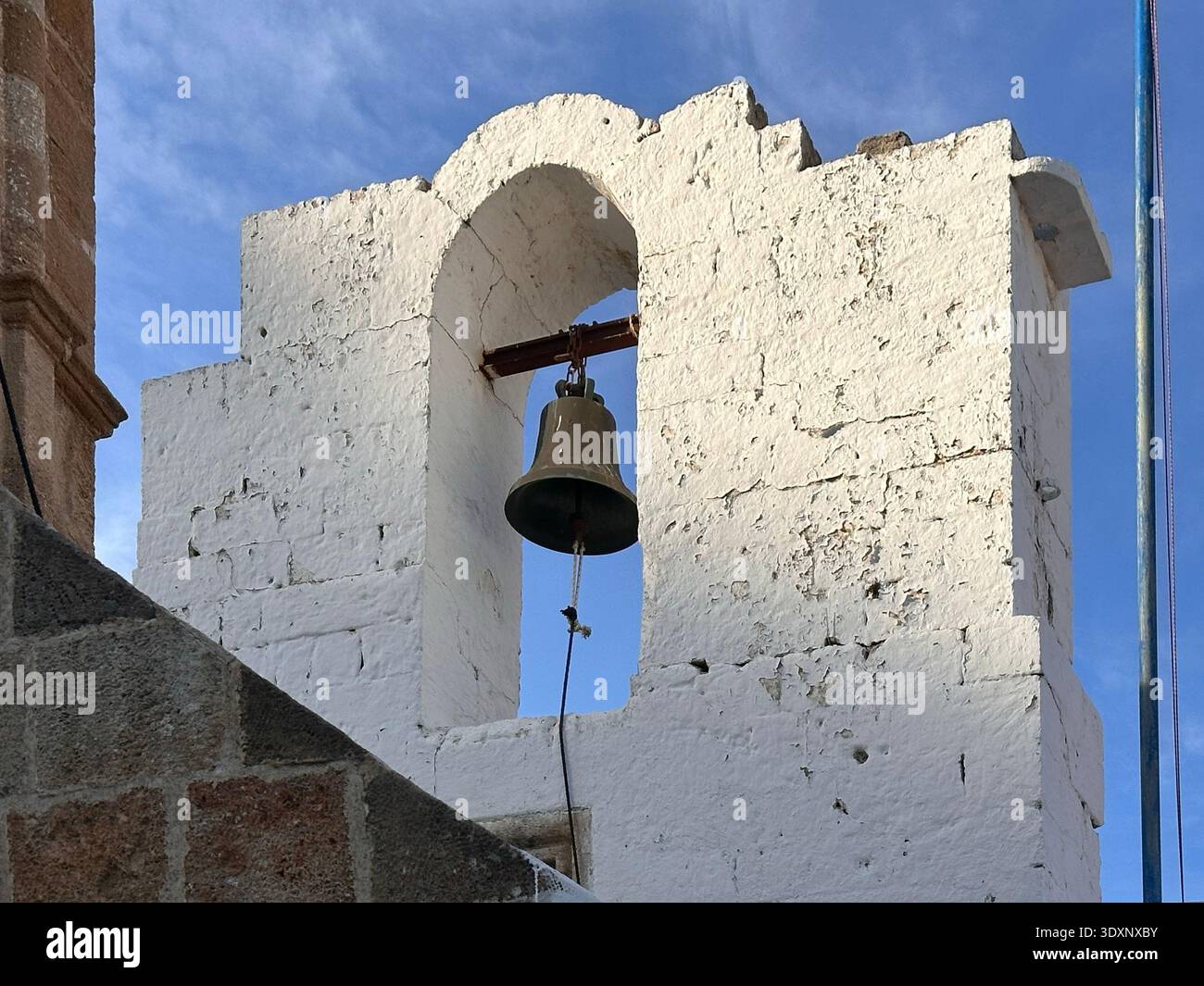 Campanile di una chiesa. Rodi, Grecia Foto Stock