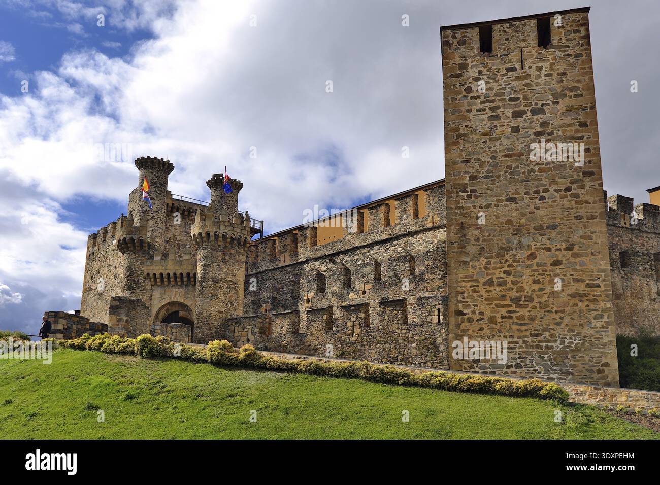 Castello Templare a Ponferrada (Castello de Ponferrada), Camino Frances, via spagnola di San Giacomo, Castilla y Leon, Spagna Foto Stock