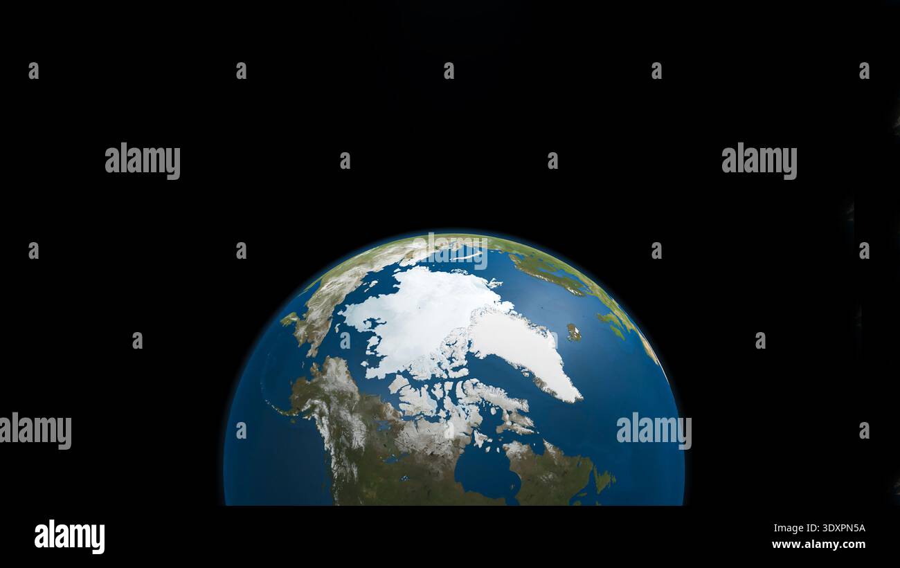 Mappa della Groenlandia sul pianeta Terra vista dallo spazio con spazio copia. Un concetto dettagliato di cambiamento geografico e climatico. Elementi di questa immagine forniti da Foto Stock