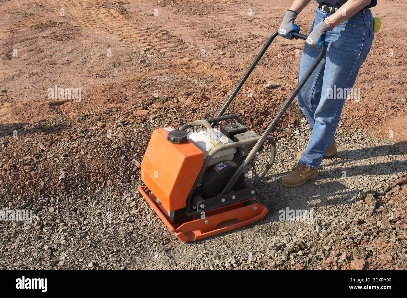 Compattatore vibrante per terreno utilizzato nei cantieri edili, Pennsylvania USA Foto Stock