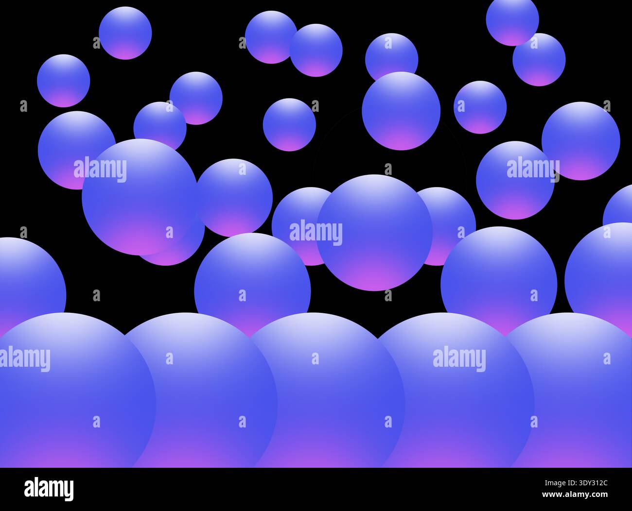 Rotondo di palline blu che fluttuano nello spazio. Foto Stock