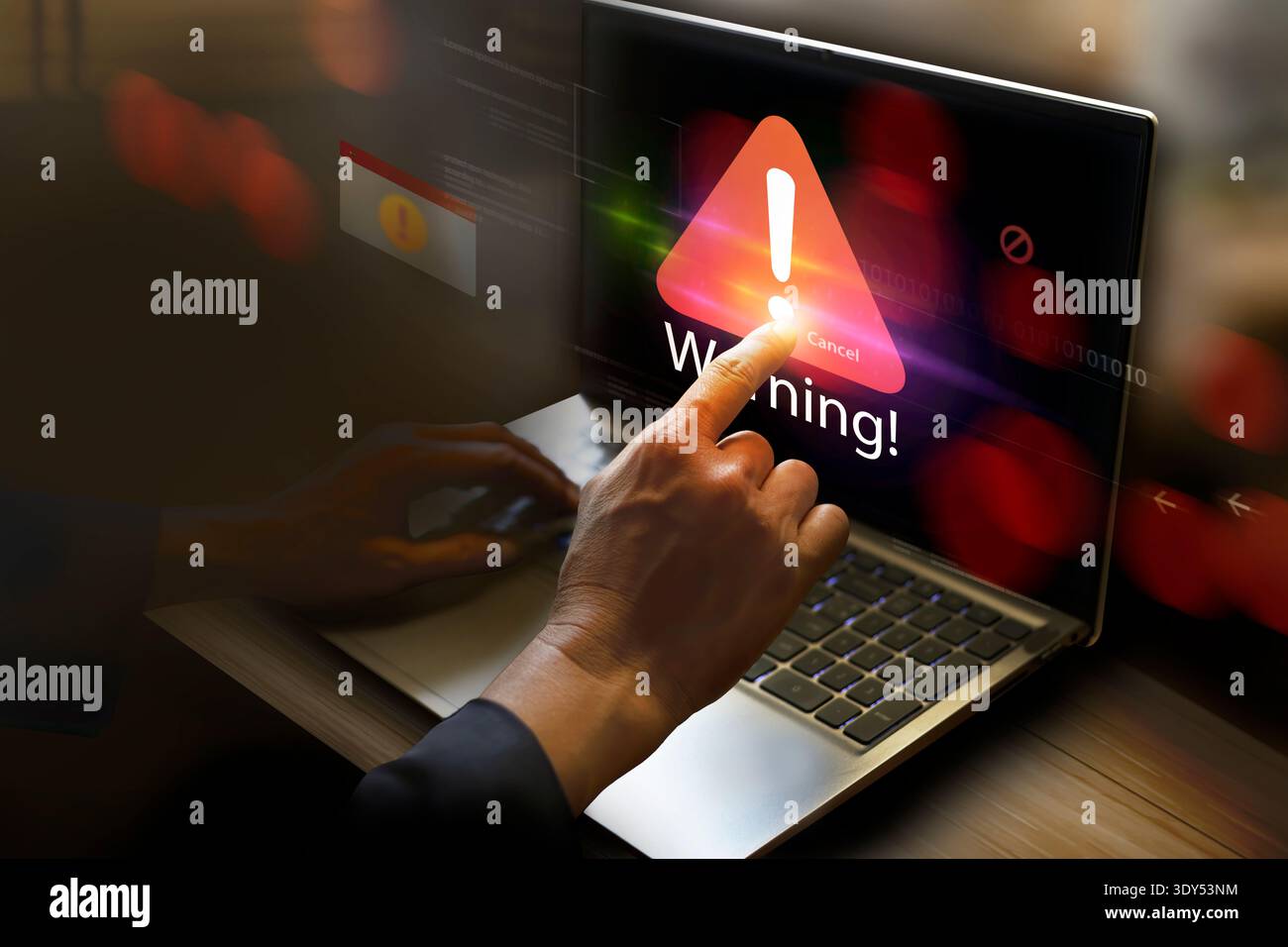 Vulnerabilità alla cybersicurezza, violazione dei dati, connessione illegale, concetto di informazioni compromesse Foto Stock