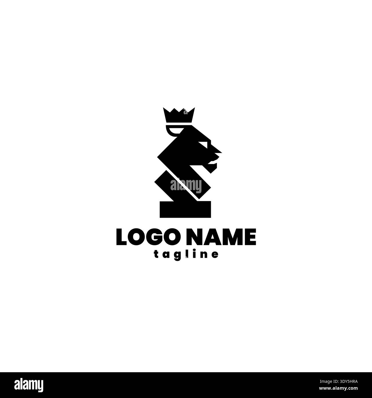 Design dell'icona del logo vettoriale della testa di leone con stile geometrico, modelli di illustrazione tigre simbolo Creative Concept Illustrazione Vettoriale