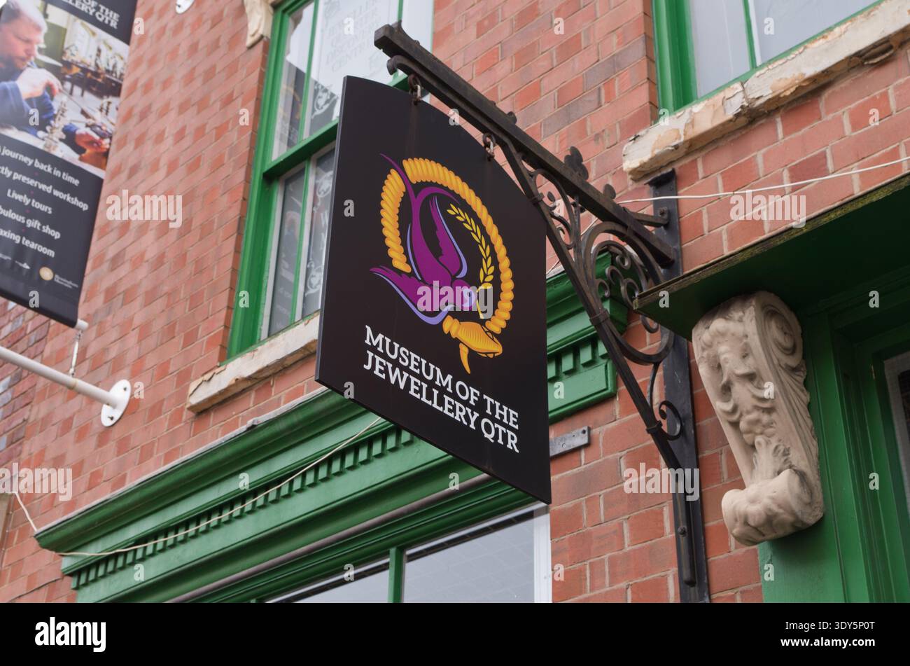Segnaletica esterna al Museum of the Jewellery Quarter, Birmingham, Regno Unito Foto Stock