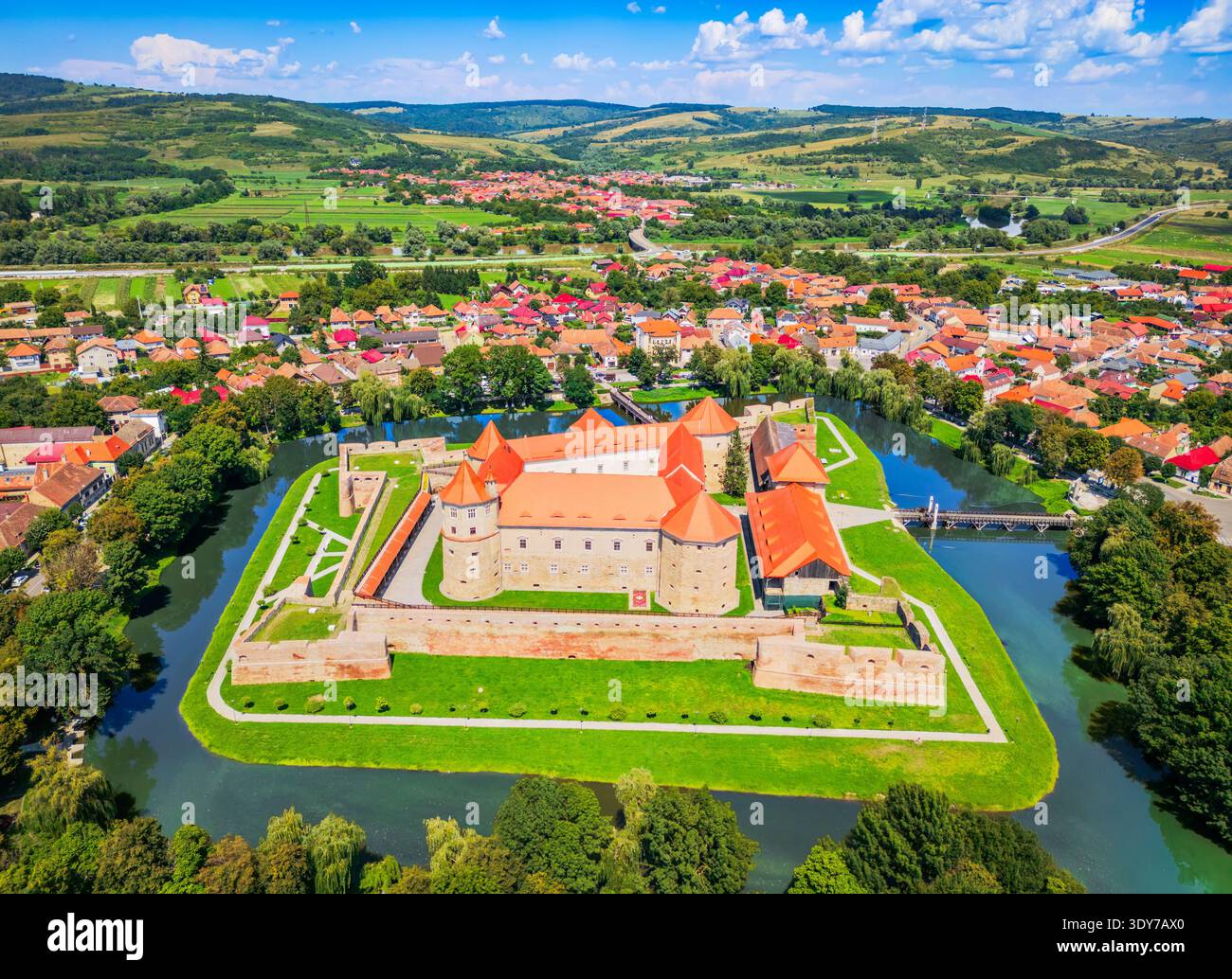 Fagaras Romania. Storica Fortezza di Fagaras in Transilvania Foto Stock