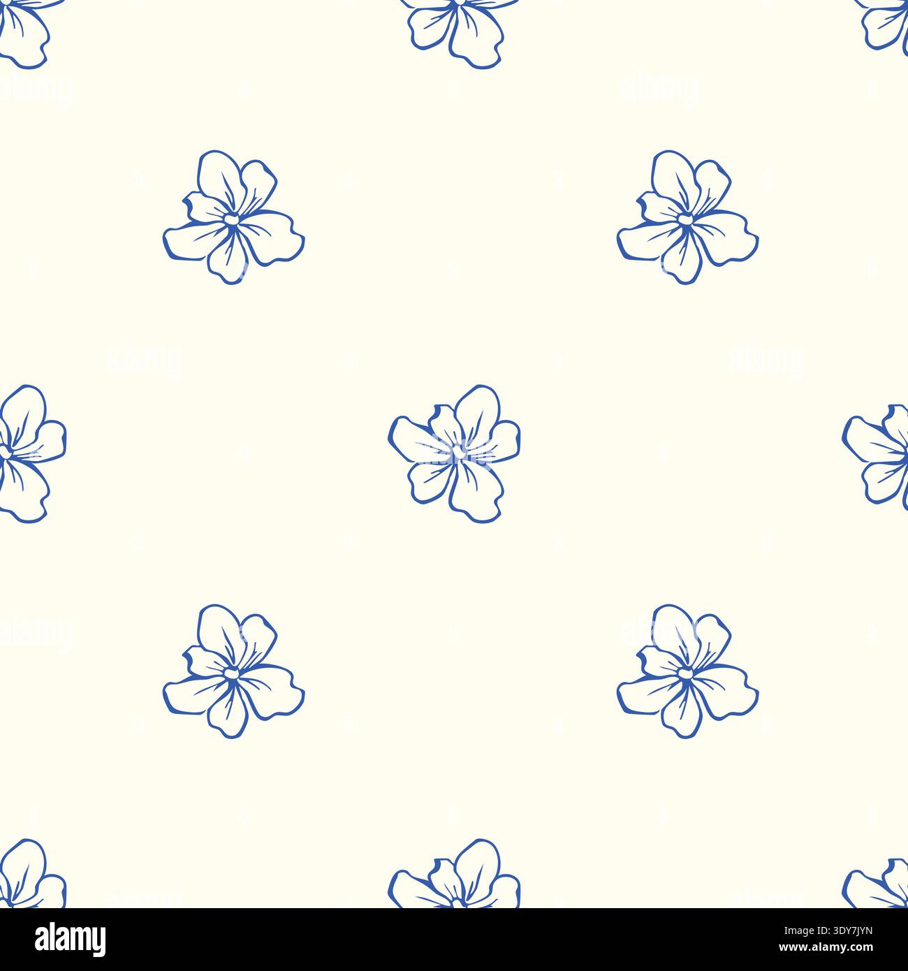 Motivo floreale senza cuciture con fiori stravaganti blu Illustrazione Vettoriale