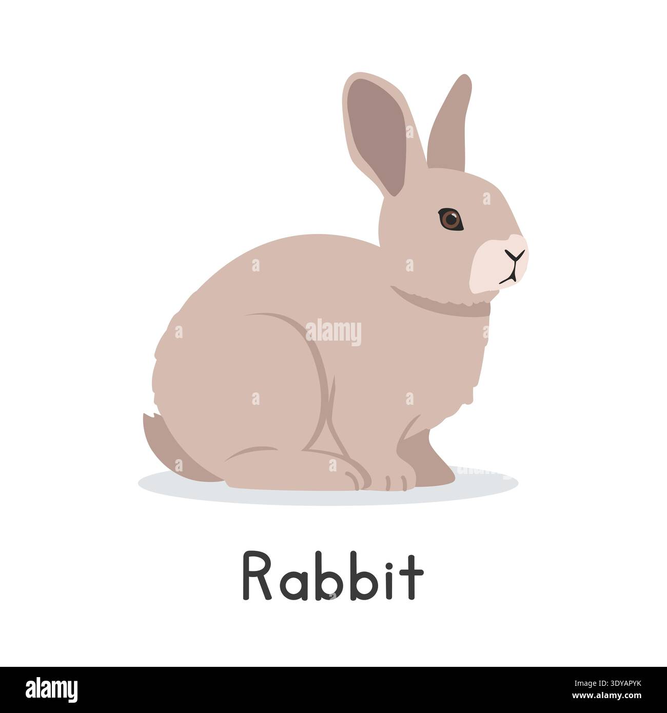 Illustrazione vettoriale coniglio. Carino coniglio coniglio clipart dei cartoni animati, animale in stile piatto. Concetto di animali da fattoria, agricoltura rurale Illustrazione Vettoriale