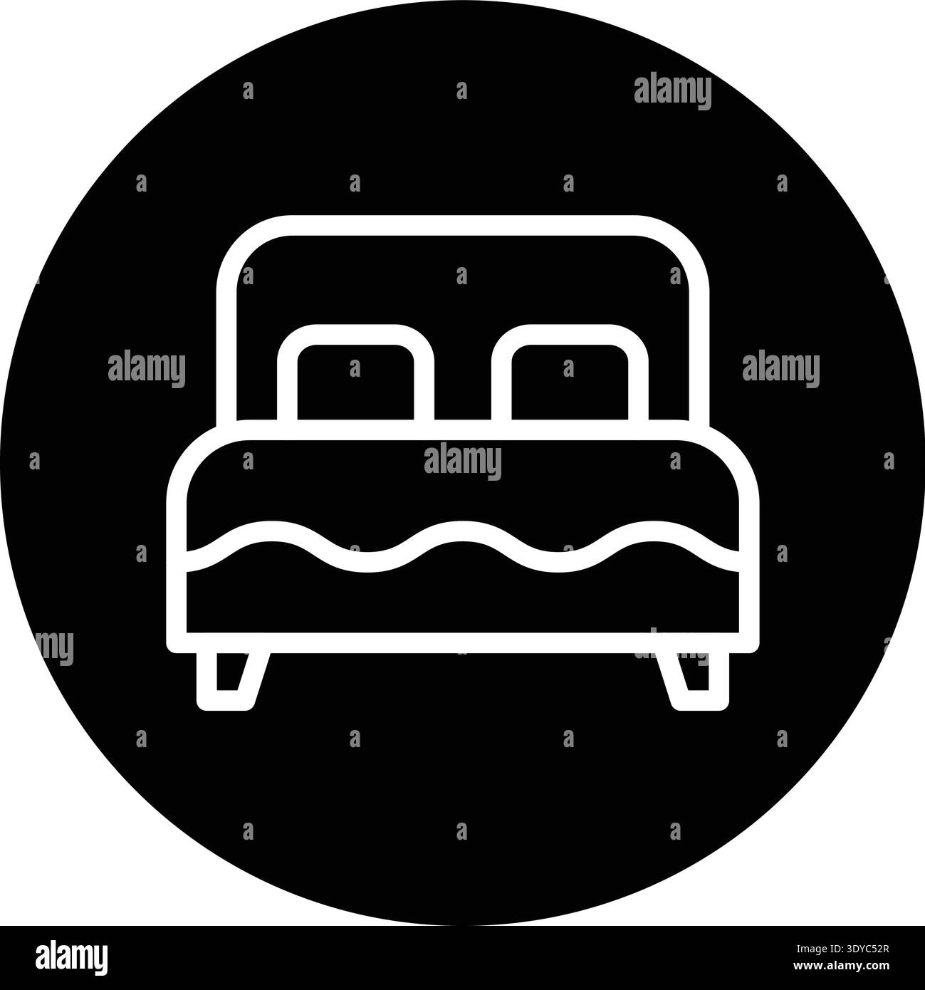 Illustrazione del design dell'icona vettoriale del letto matrimoniale Illustrazione Vettoriale