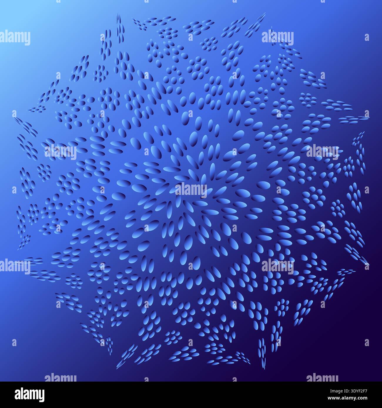 Idromassaggio di forma intricata. Effetto di rotazione ipnotico. Illusione ottica del gradiente blu Illustrazione Vettoriale