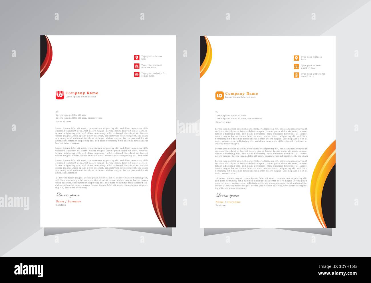 Modello di design della carta intestata, design della carta intestata a4, design della carta intestata aziendale e illustrazione vettoriale, carta intestata aziendale tempalte con rosso e giallo Illustrazione Vettoriale