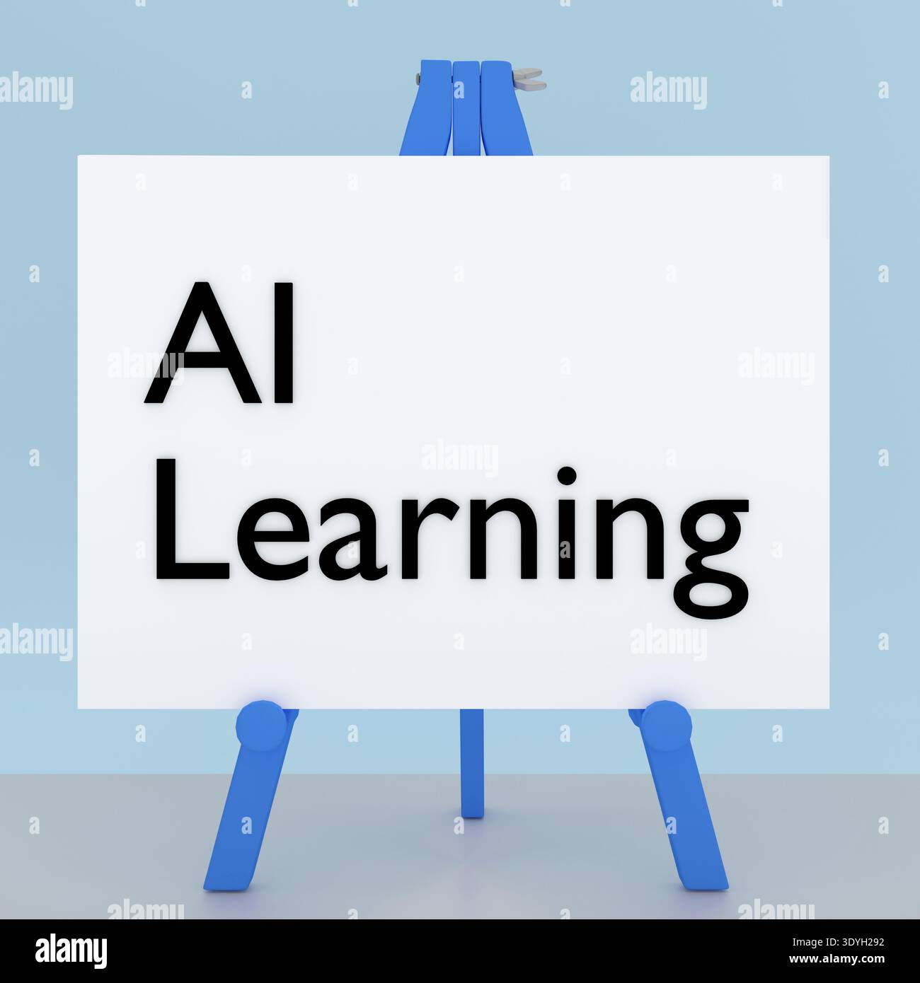 Illustrazione 3D di un treppiede con la scritta "ai Learning" Foto Stock