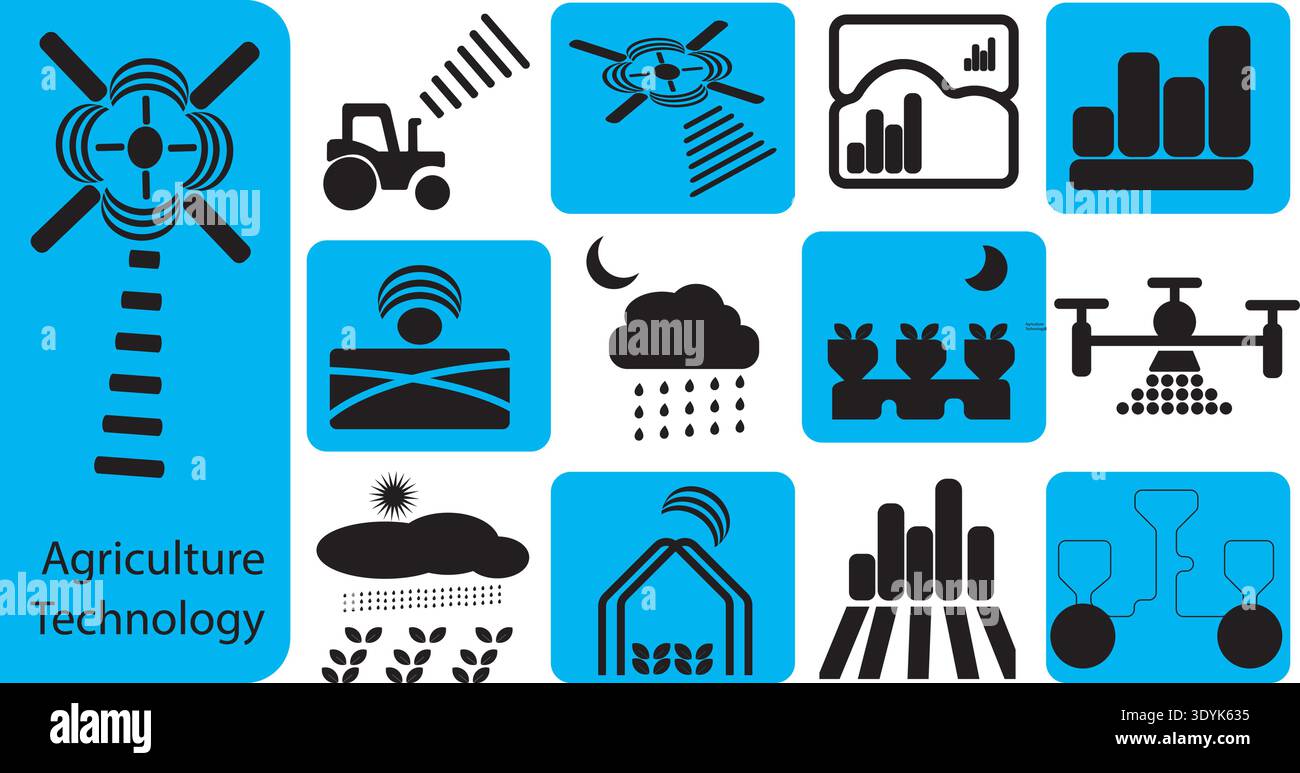Il concetto di tecnologia agricola mostra i dati dei sensori del trattore dei droni e la coltivazione intelligente del prodotto Illustrazione Vettoriale