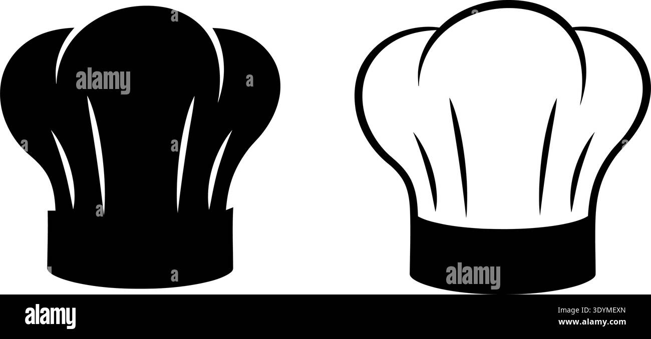 Cappelli da chef in bianco e nero affiancati Illustrazione Vettoriale