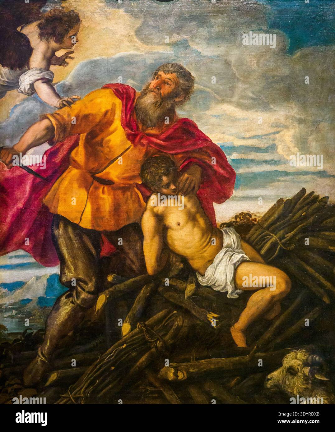 Il sacrificio di Isacco 1550-1555 di Jacopo Robusti detto Tintoretto (1518 - 1594) e olio da officina su tela Foto Stock
