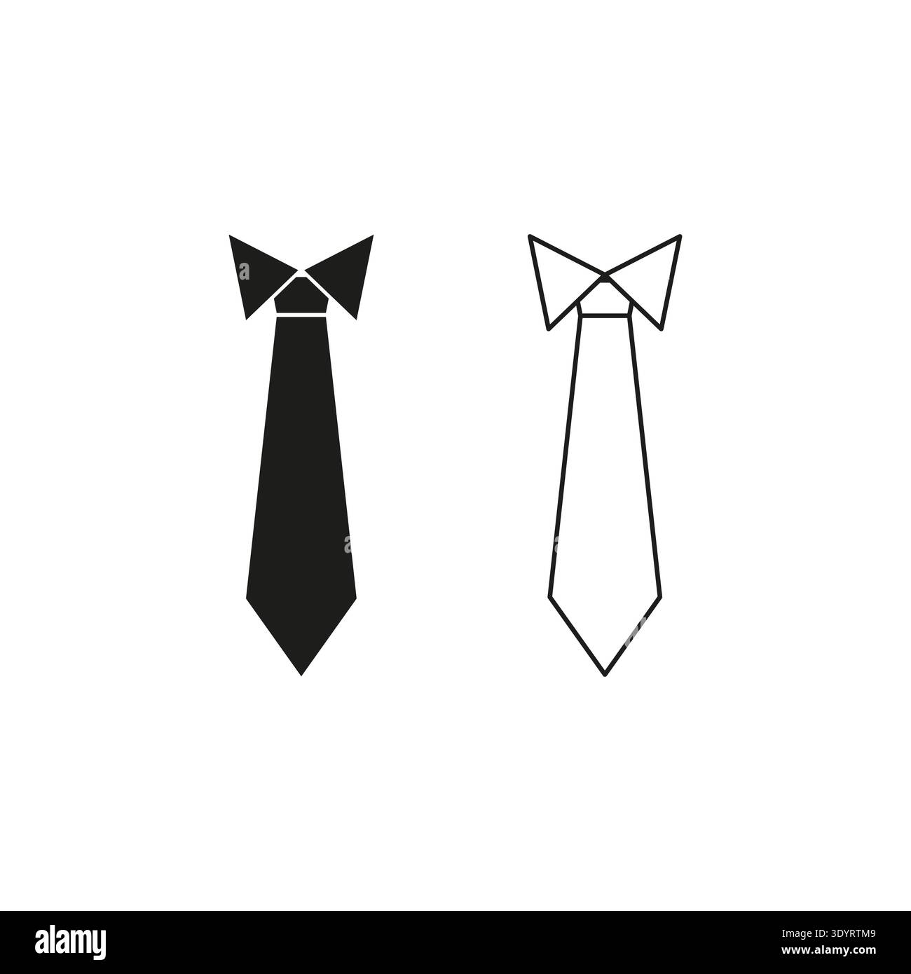Icona cravatta nera. Abbigliamento da lavoro. Panno per collo Vector. Moda da ufficio. EPS 10. Illustrazione Vettoriale