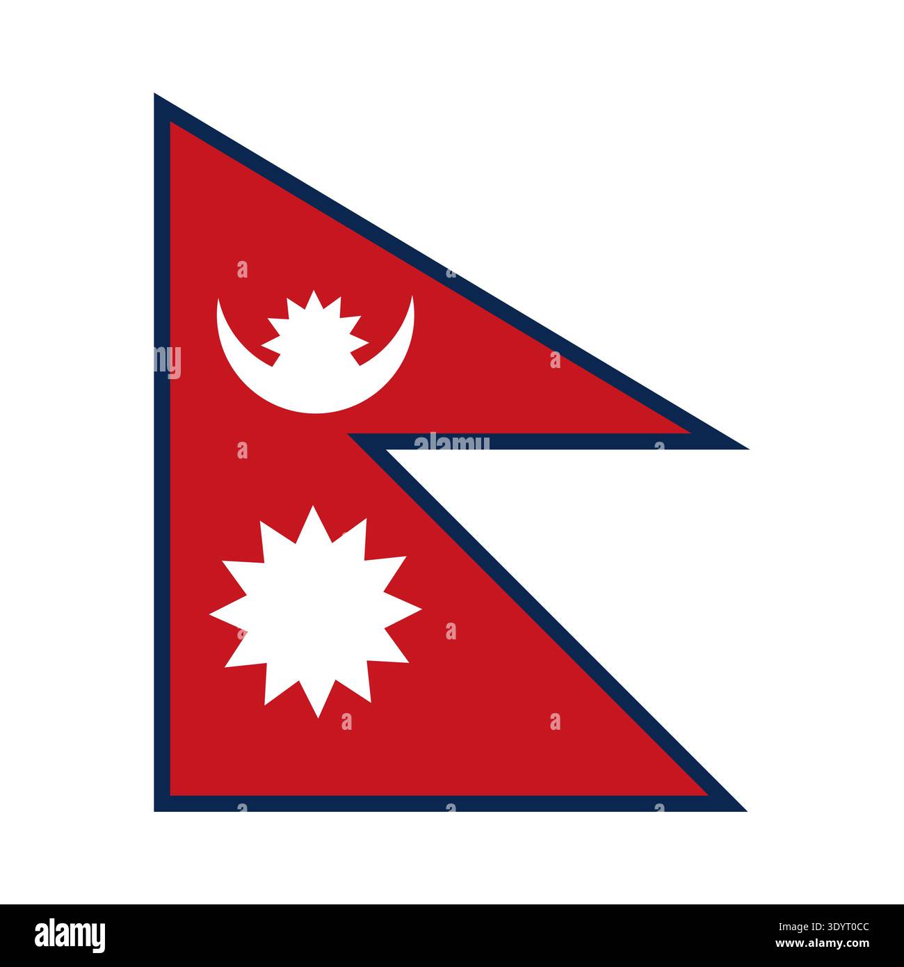 Bandiera del Nepal con effetto ondulato, proporzione ufficiale. Illustrazione Vettoriale