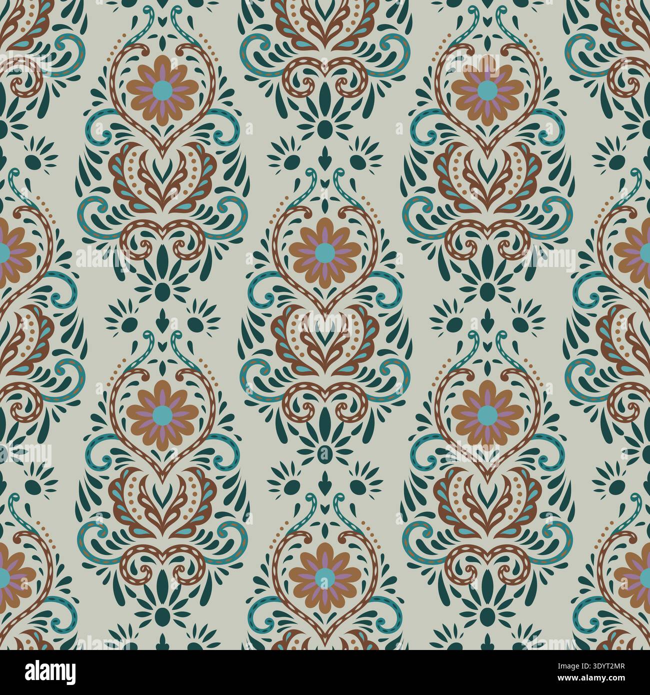 Motivo con medaglione floreale Boho del Sage Garden Illustrazione Vettoriale