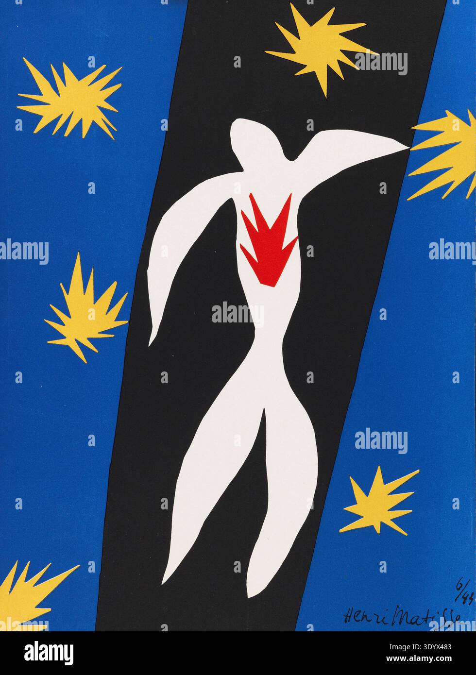 Henri Matisse, Henri Emile Benoit Matisse (geb 31. Dezember 1869, gest. 3. Novembre 1954 a Cimiez), Französischer Maler, Grafiker, Zeichner, Klassische moderne. Hier sein Werk:, la Chute d'Icare (1943), la caduta di Icaro, Der Sturz des Ikarus, Gemälde, Reproduktion des Gemäldes, Kunstwerk, Historisch Foto Stock