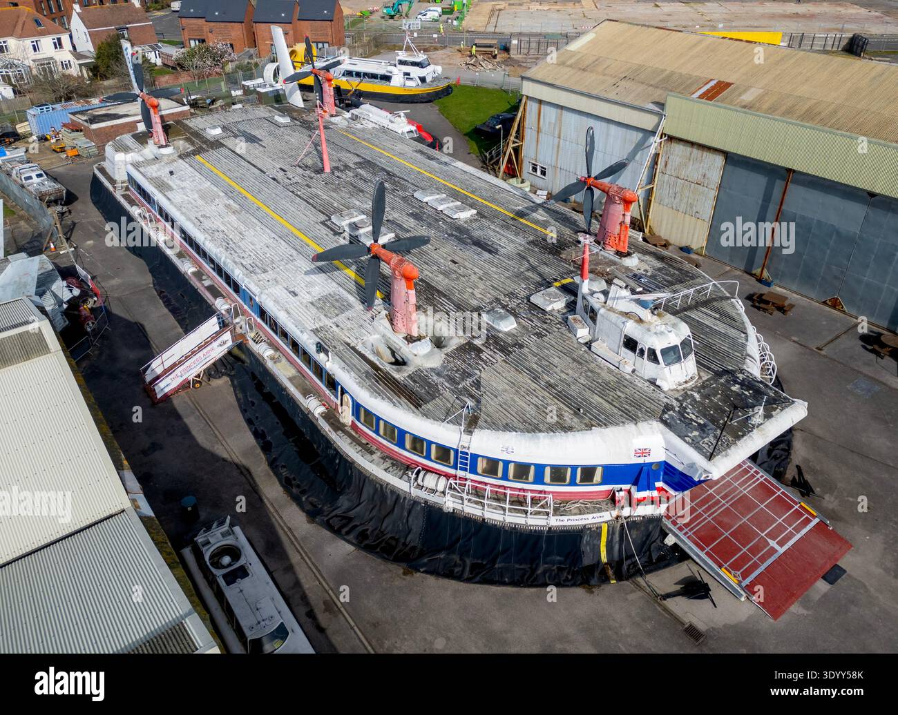 SRN- 4 hovercraft The Princess Anne, costruito nel 1969 l'ultimo SRN-4 sopravvissuto e il più grande hovercraft mai costruito Foto Stock