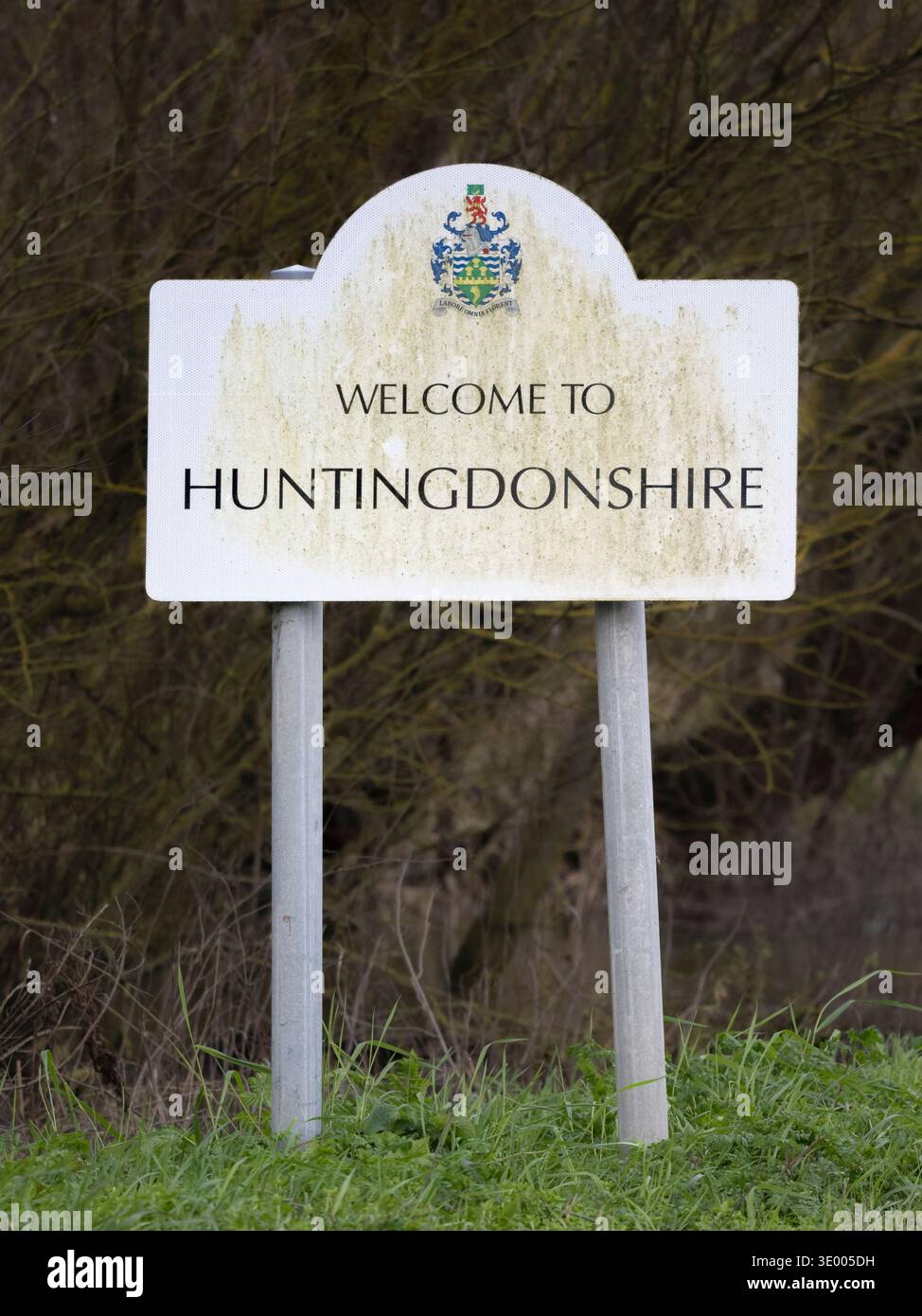 Cartello "Welcome to Huntingdonshire", Earith, Cambs Foto Stock