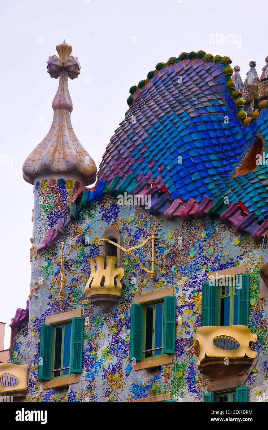 Casa Batllo dell'architetto Antoni Gaudí. Barcellona, Catalogna, Spagna. Foto Stock