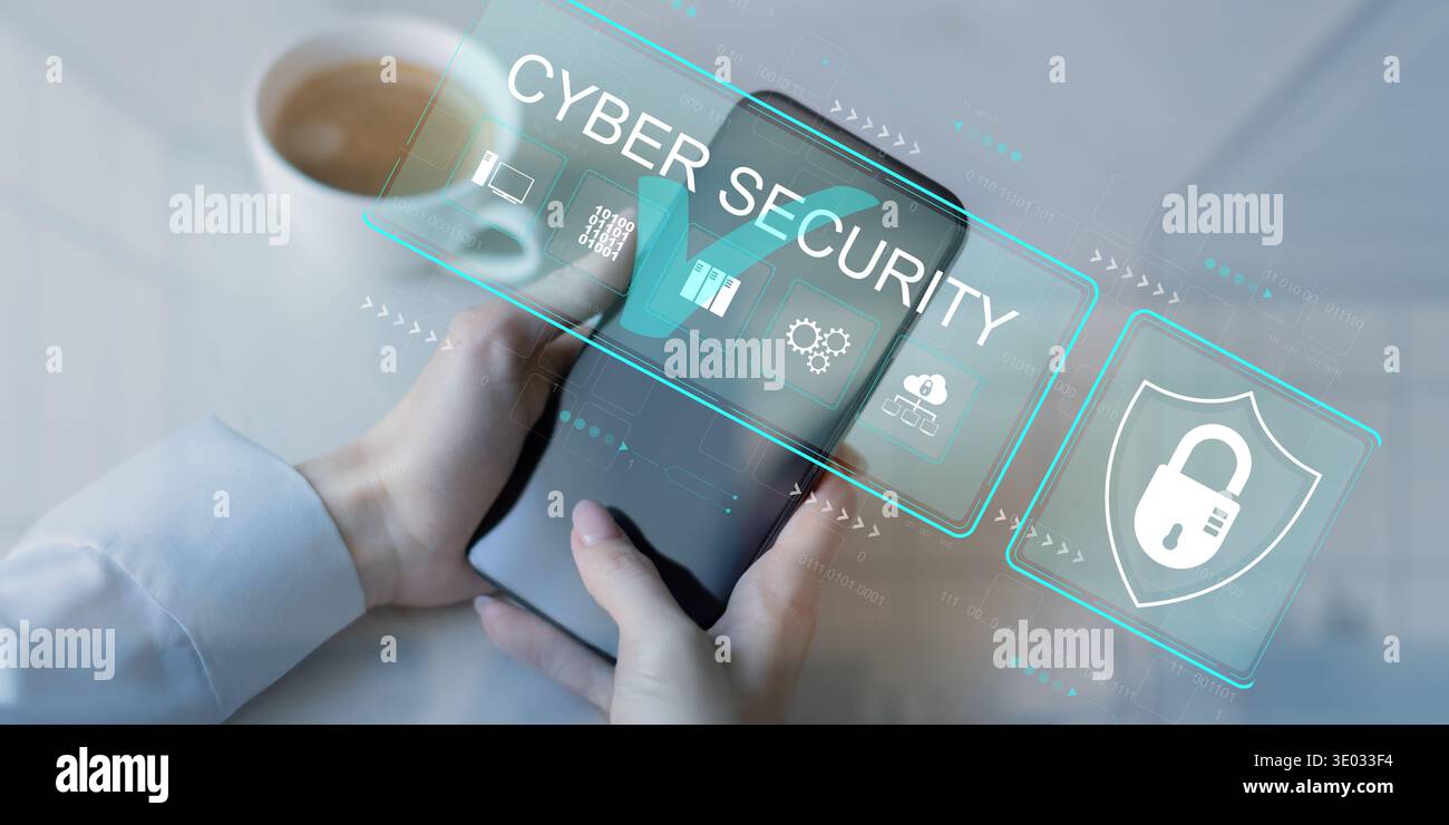 Strategie per la sicurezza informatica e la protezione dei dati nell'ambiente aziendale digitale. Foto Stock