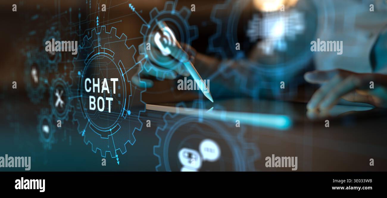 Sviluppo chatbot e sistemi di comunicazione con intelligenza artificiale. Foto Stock
