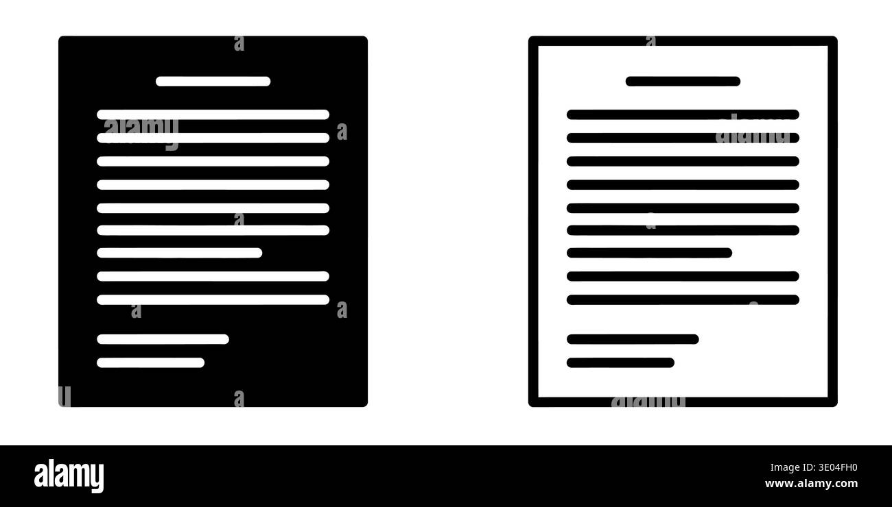Un'immagine in bianco e nero di due icone del documento vettoriali Illustrazione Vettoriale