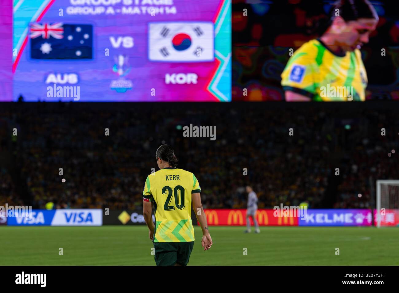 Sam Kerr dell'Australia durante la partita di Coppa d'Asia femminile dell'AFC tra Australia e Repubblica di Corea l'8 marzo 2026 allo Stadium Australia di Sydney Foto Stock
