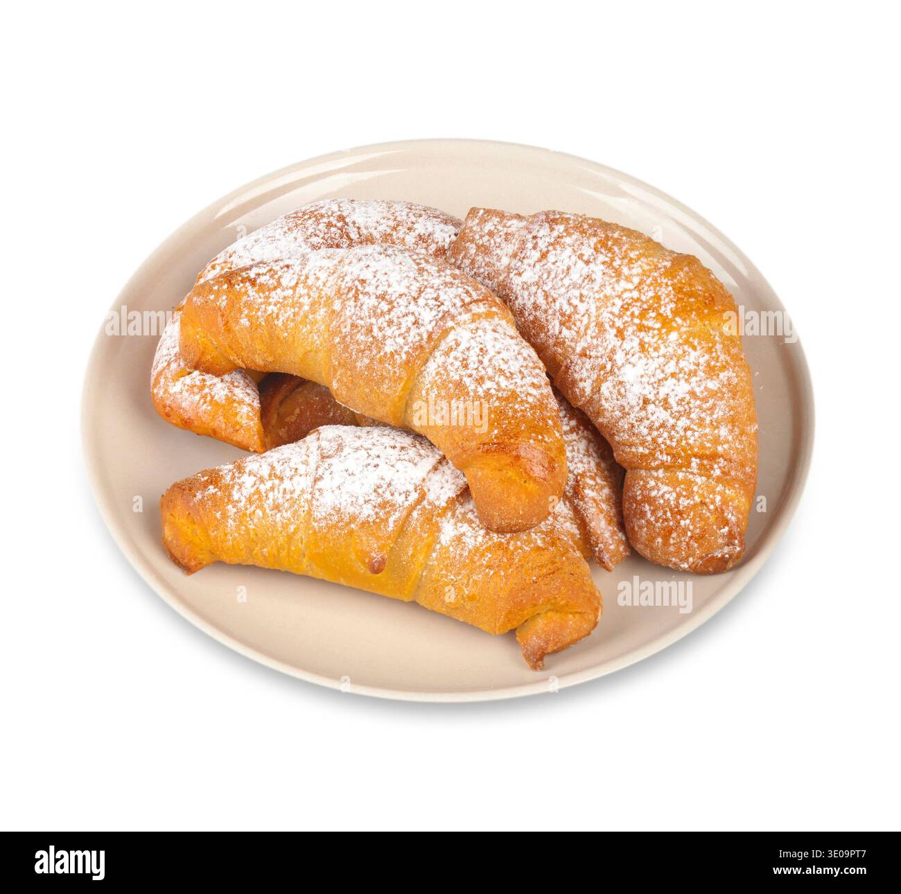 Croissant appena sfornati su sfondo bianco Foto Stock