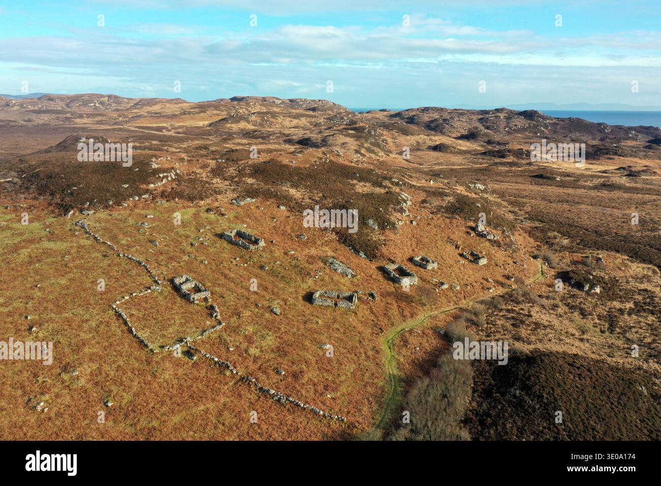 Breac-achadh, un villaggio di disboscamento delle Highlands sull'isola di Mull, Scozia Foto Stock