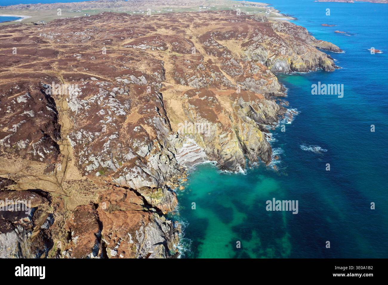 L'aspra estremità meridionale dell'isola di Iona nelle Ebridi interne della Scozia Foto Stock